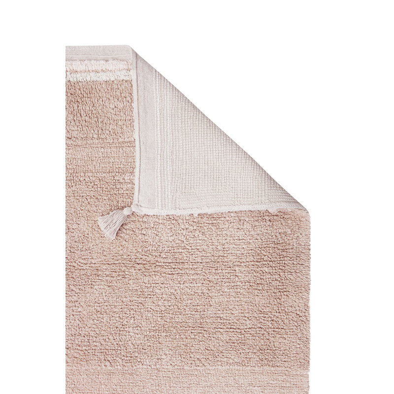 Fantasy Garden Hand Knotted Striped Indoor Rug, Rectangle 4'7.12" x 6'6.74", Pink