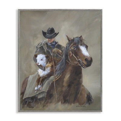 Ranch Cowboy & Western Horse gris, estampe numérique par Pam Britton