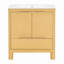 Meuble-lavabo moderne 30 po avec évier en céramique grain de bois, structure en bois massif, portes et tiroir à fermeture en douceur, tablette réglable, ensemble tout-en-un