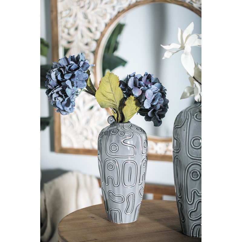 Vase de table en céramique modern Hellman, H 13 po x l 6 po x P 6 po