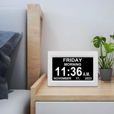 7-inch Calendar Clock with 12 Alarms, Auto Dimmable Display, Large Vision Impaired Digital Clock
