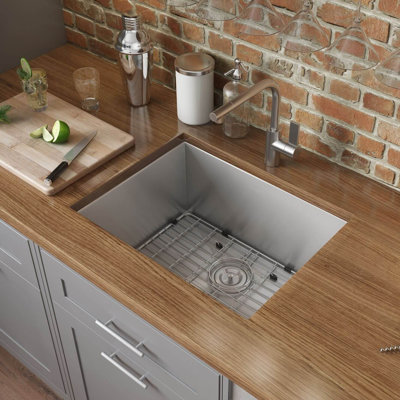 Ruvati 23-inch Undermount 16 Gauge Zero Radius Bar Prep Kitchen Sink Stainless Steel Single Bowl - 