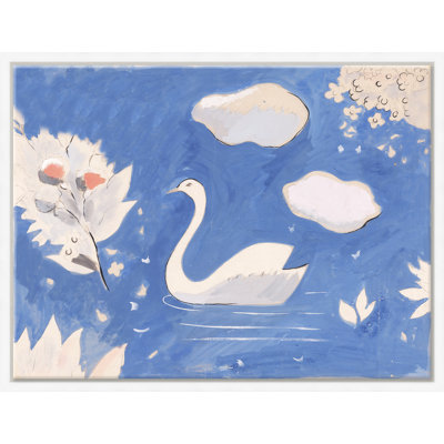 Swan in Lake (Var. 2) par Paule Marrot - peinture à cadre flottant