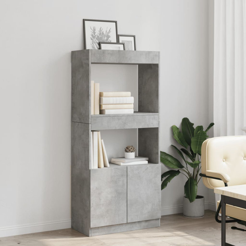 140cm H x 63cm W Standard Bookcase, Concrete grey