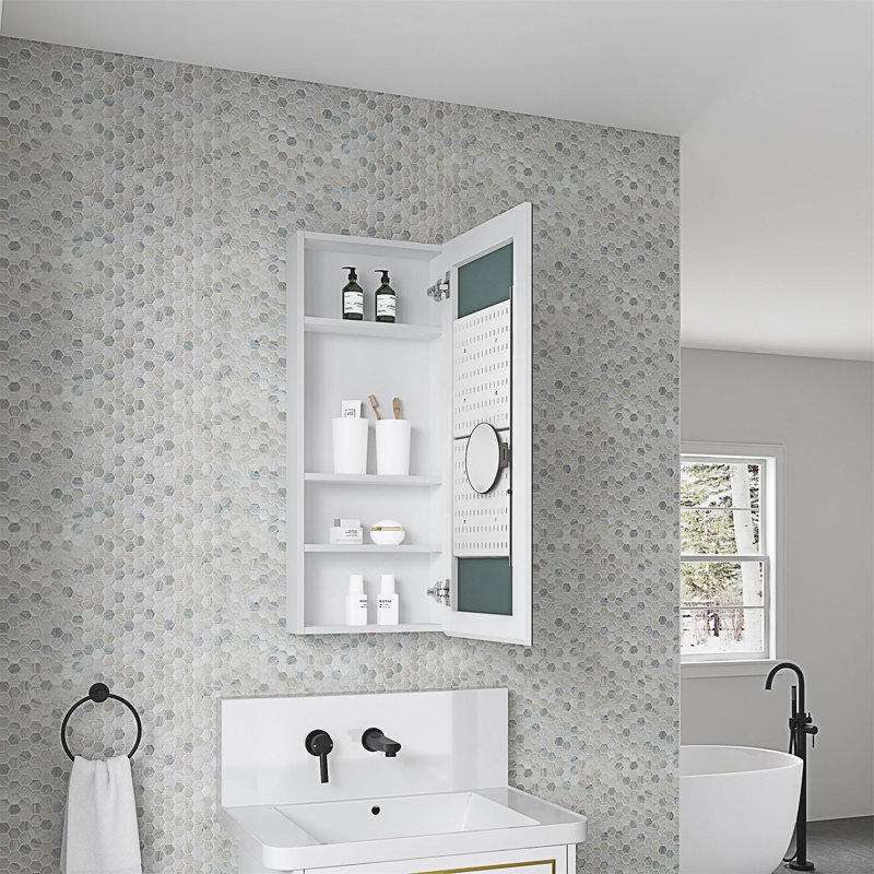 15'' W X 36'' H Surface Frameless Mirror Bathroom Medicine Cabinet, Right Opening Door