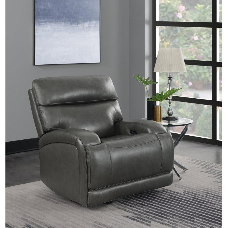 Fauteuil inclinable standard de 40,5 po de largeur Ammad, Cuir assorti gris anthracite