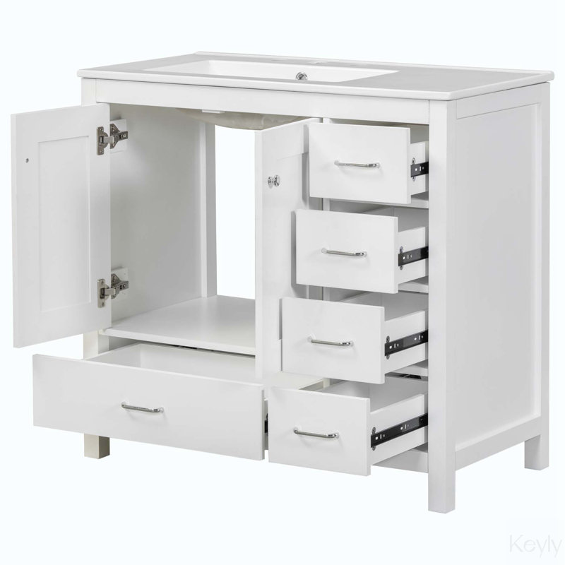 Meuble-lavabo simple 36 po avec plateau en céramique Selmir