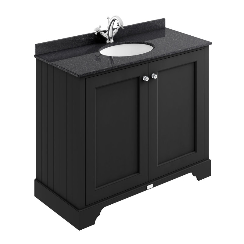 Bayswater Bathroom Vanity, Matt Black, 101.8cm W