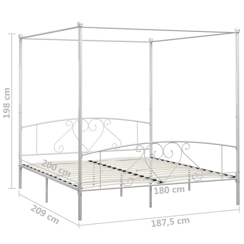 Zackery Metal Bed, Super King (6'), white