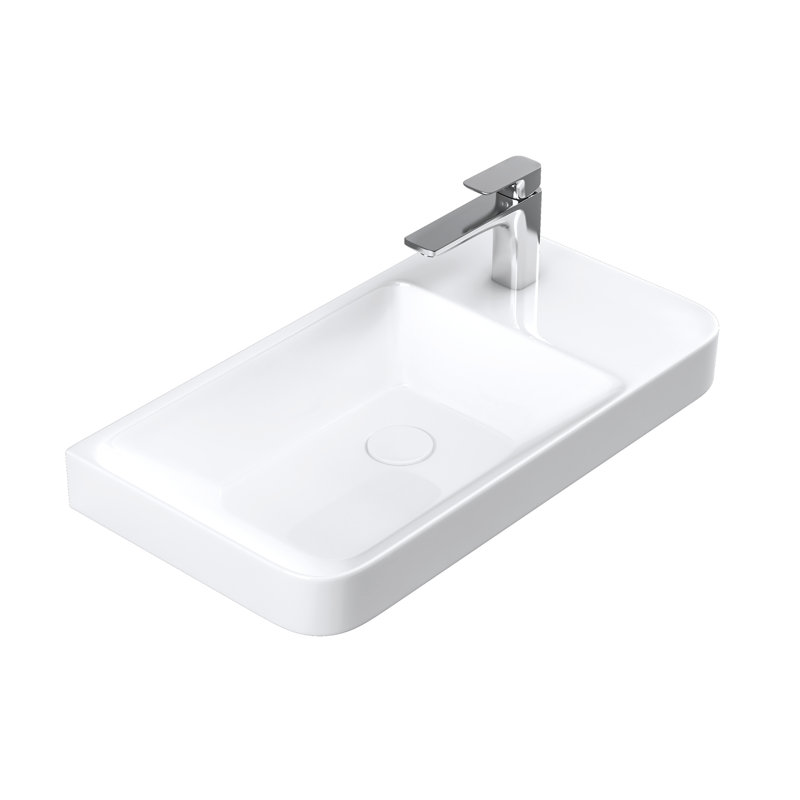 WS Bath Collections Luxury 11.8'' White Ceramic Rectangular Bathroom Sink
