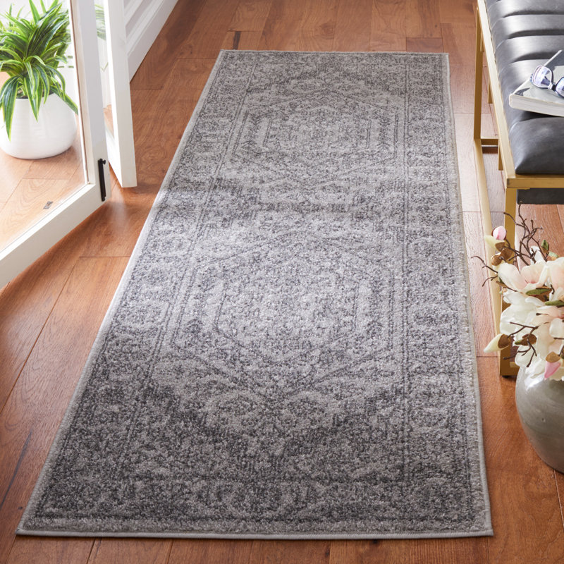 Crowborough Oriental Light Gray/Dark Gray Area Rug, Runner 2'6" x 8'