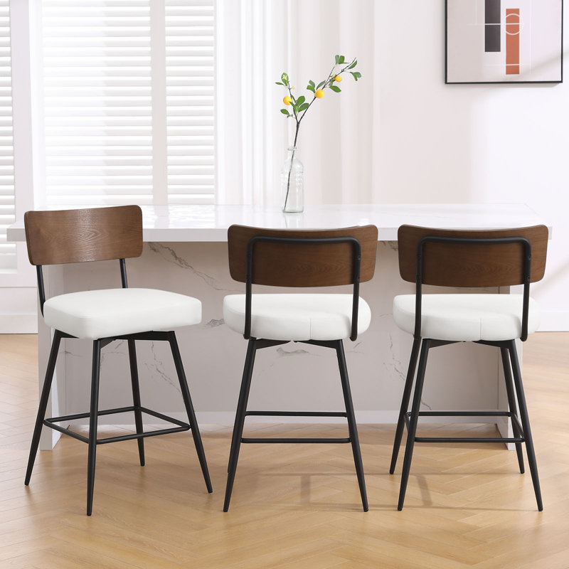 Tabouret de bar et de comptoir pivotant rembourré, Blanc, 3, Tabouret de comptoir (siège d'une hauteur de 26 p