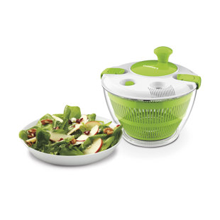 Basicwise Clear Salad Spinner, Vegetable Washer and Dryer with Bowl