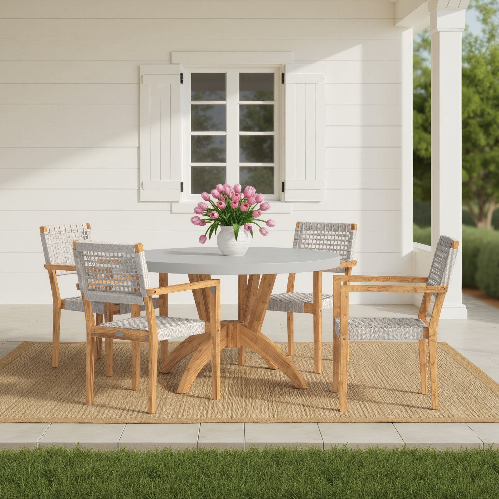 Justin 52" Teak Patio Dining Set