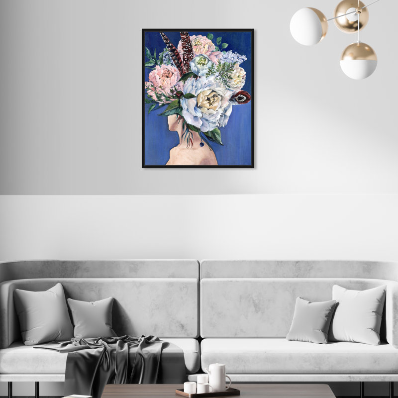 «Beautiful Floral Hair», impression sur toile, Toile avec cadre flottant noir, H 21 po x l 17 po