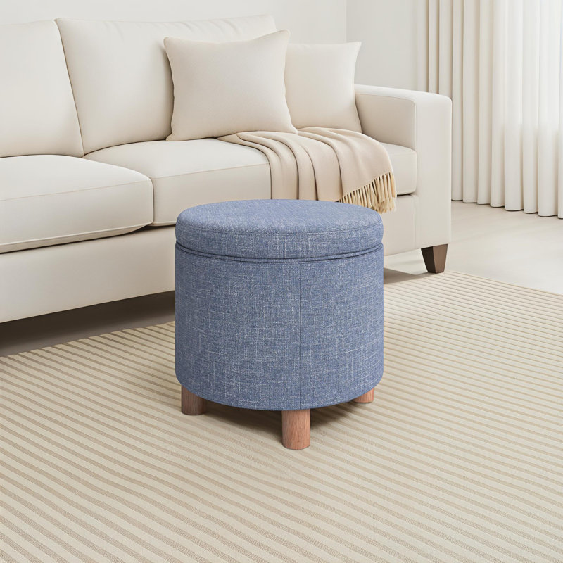 Amoret Upholstered Ottoman, Gray Basketweave