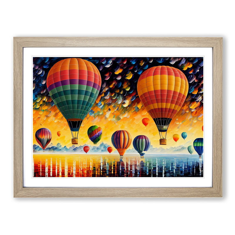 Colourful Hot Air Balloons Vol.3 - Print, Walnut Framed, 34cm H x 46cm W x 2cm D
