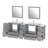  Modern 96" Double Sink Freestanding Bathroom Vanity with Ceramic Top and Matching Mirrors-27042793