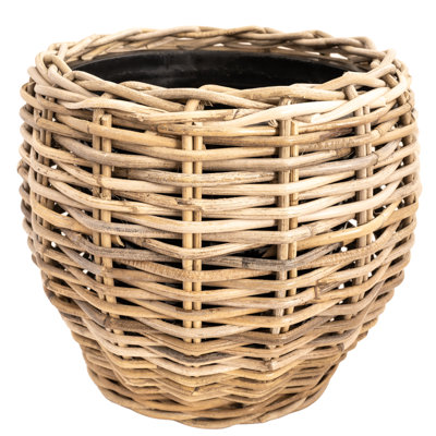 Round Belly Planter With Plastic Insert