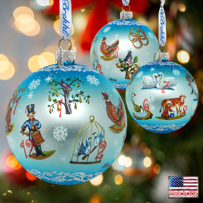 Holiday Splendor 5.5'' Handmade Glass Ball Ornament, Christmas 12, 5.5" H x 5" W x 5" D