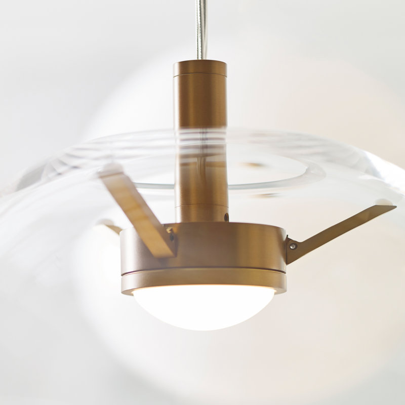 Palona 1 - Light LED Pendant, Aged Brass, Clear, No