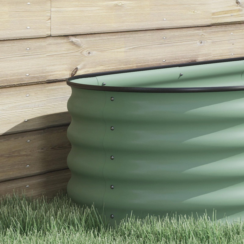Outdoor metal raised planting box with safety edge, Green, 16.5" H x 41.3" W x 23.5" D