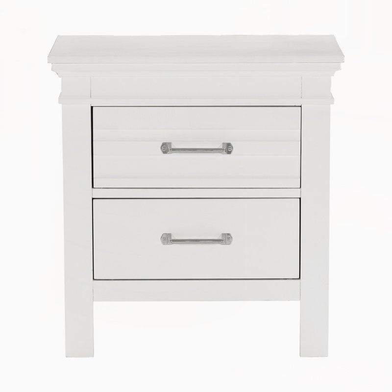Table de chevet moderne avec tiroirs, Blanc