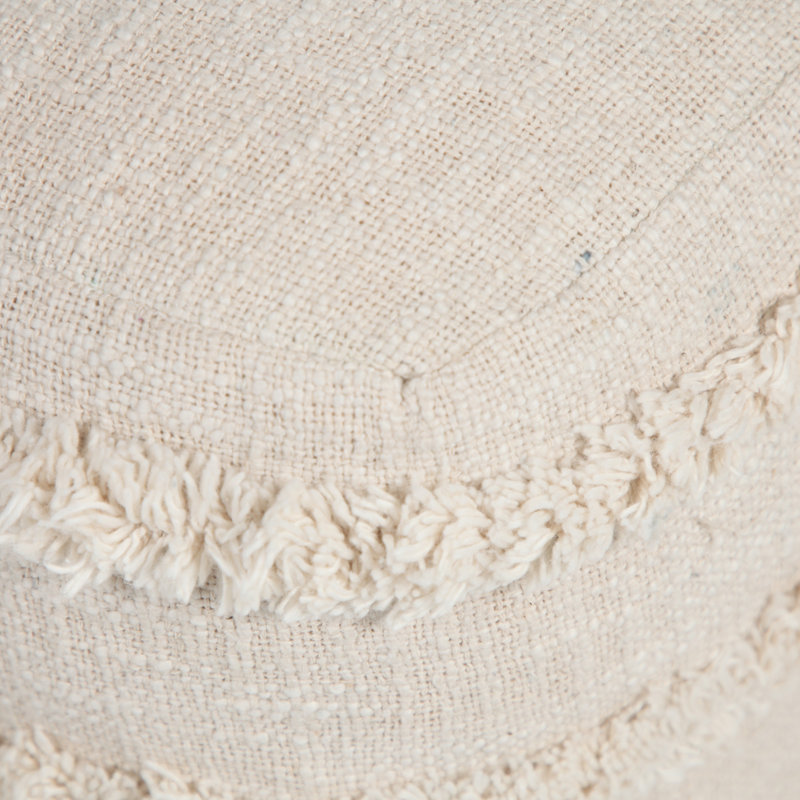 Assal Everyday Handmade Tufted Cotton Square Upholstered Pouf, Small, Beige