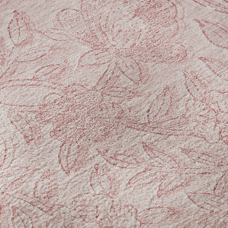 Tapis rose Prisco lavable à la machine de qualité supérieure, Rond 8 pi
