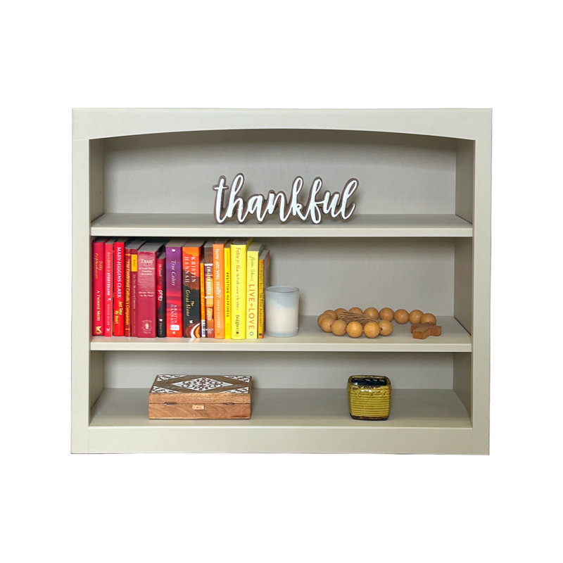 Ossy American Built Solid Wood Bookcase, Sand Dollar, (3 Shelves) 30"H x 36"W x 12"D