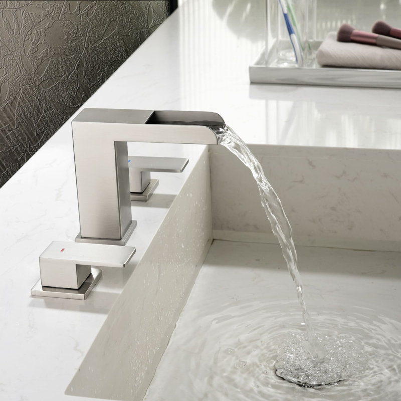 Widespread 2-handle Bathroom Faucet with Drain Assembly, Brushed Nickel