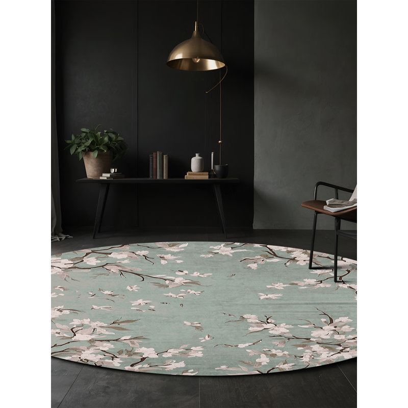 Machine Washable Brown Area Rug, Round 6'