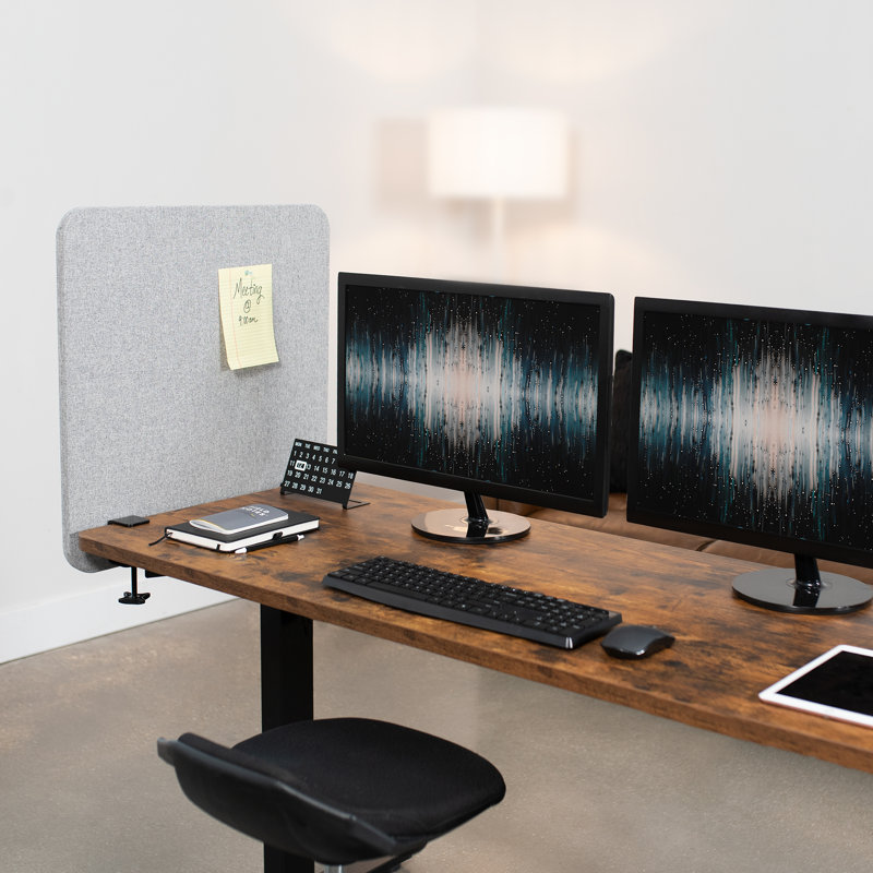 Gray 24" x 24" Clamp-on Acoustic Desk Privacy Panel