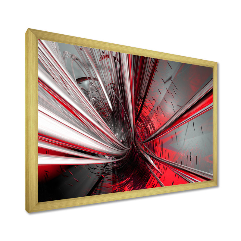 « Fractal 3D Deep into Middle » - Impression d'art graphique, H 16 po x l 32 po, Impression encadrée, Or