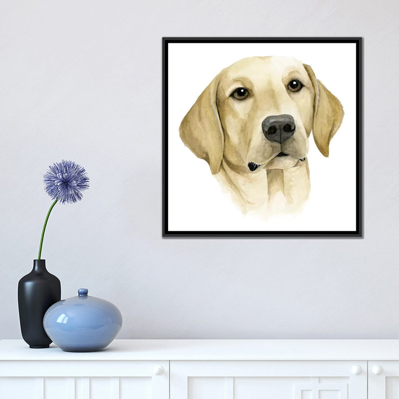 « human best friend », impression sur toile, H 18 po x l 18 po x P 1,5 po, Toile avec cadre noir, Pas de tapis