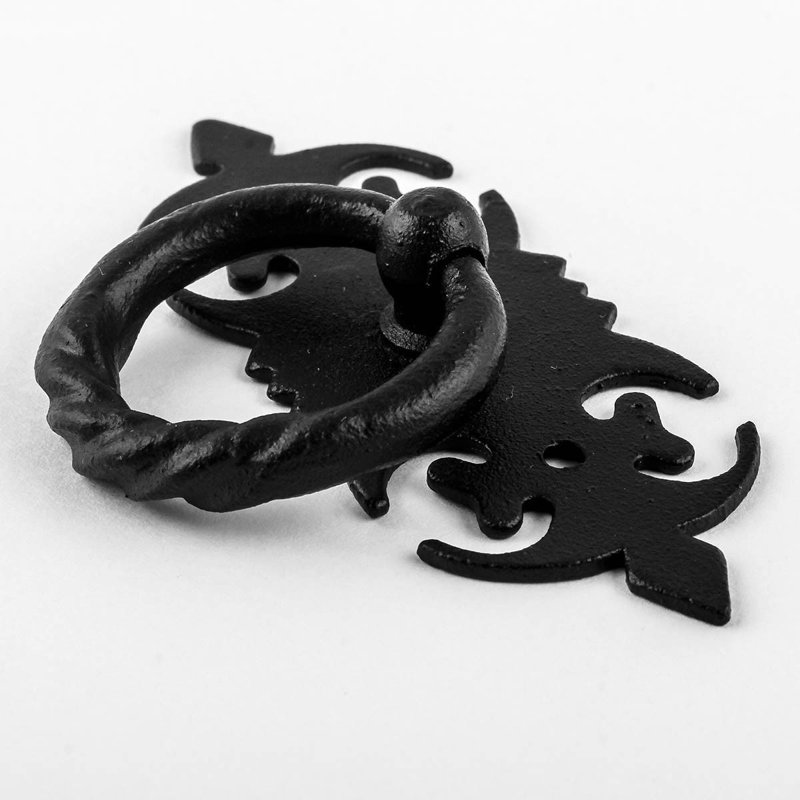 Black Wrought Iron Traditional Ring Pull Handles, Pack of 2