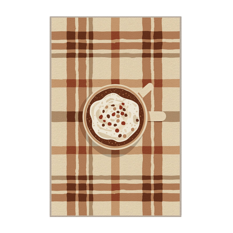Soft Plush Feemster Christmas Modern & Contemporary Abstract Area Rug in Beige – Beige Binding, 7x10
