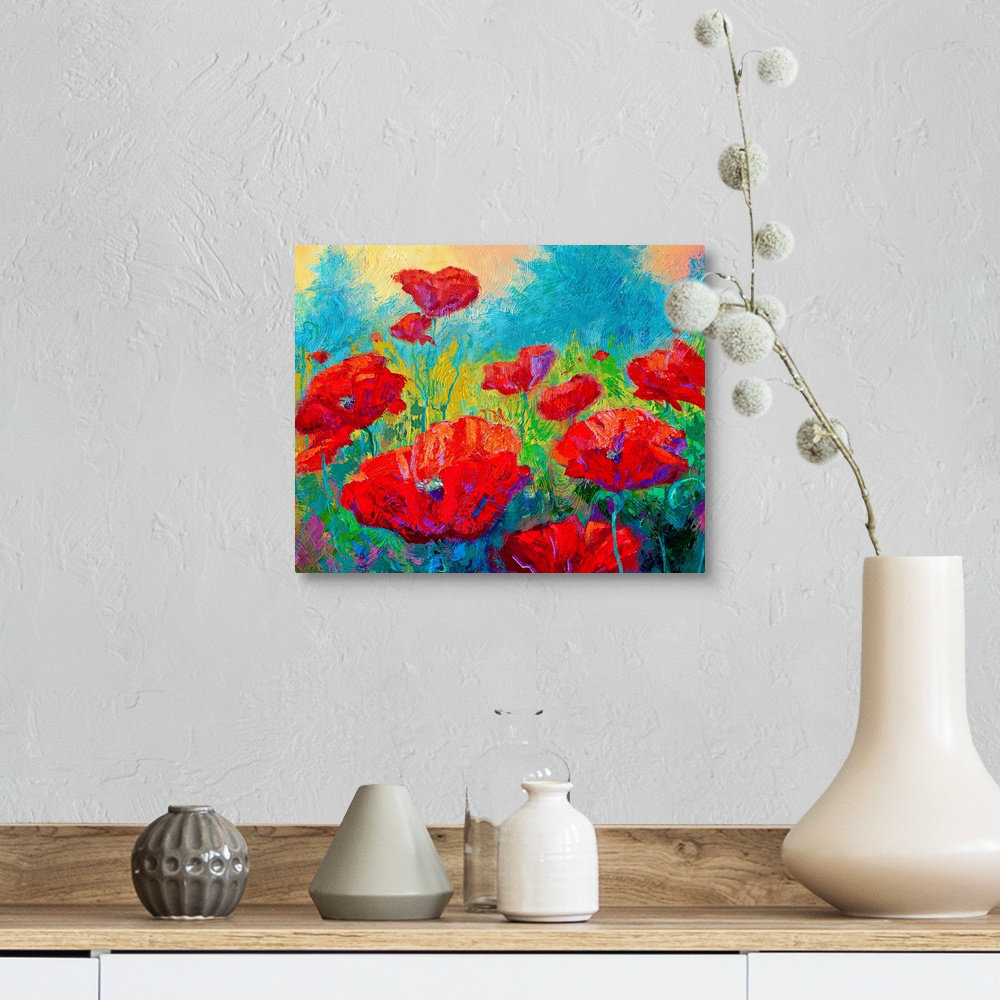 Field Of Red Poppies by Marion Rose Painting Print on Wrapped Canvas Great Big Canvas 