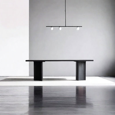 Carbonized black ash wood dining table