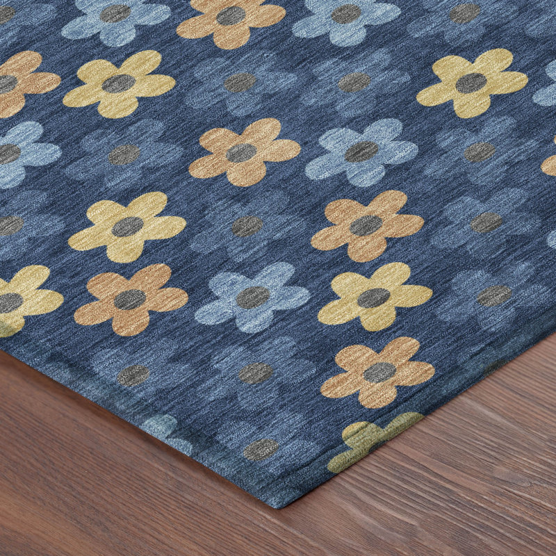 Machine Washable Indoor/Outdoor Chantille ACN2569 Kids Rug, Navy, 2'6" x 3'10"