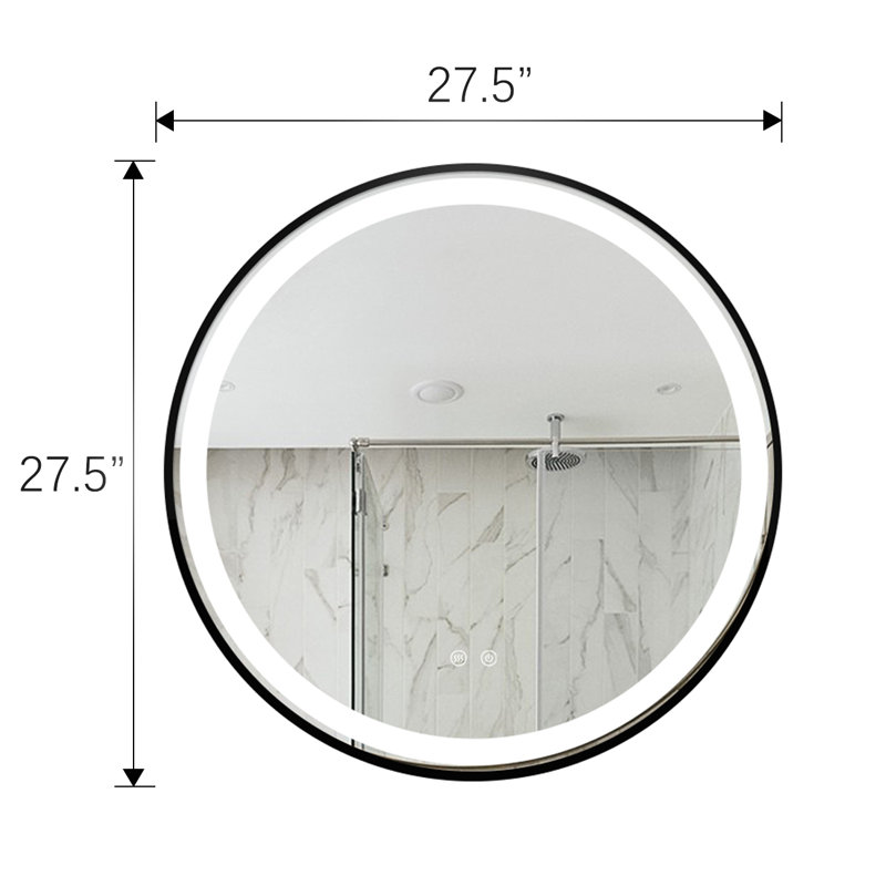 Dimmable Wall Mounted Anti-Fog Bathroom Vanity LED Mirror With Gold Aluminum Frame, Matte Black