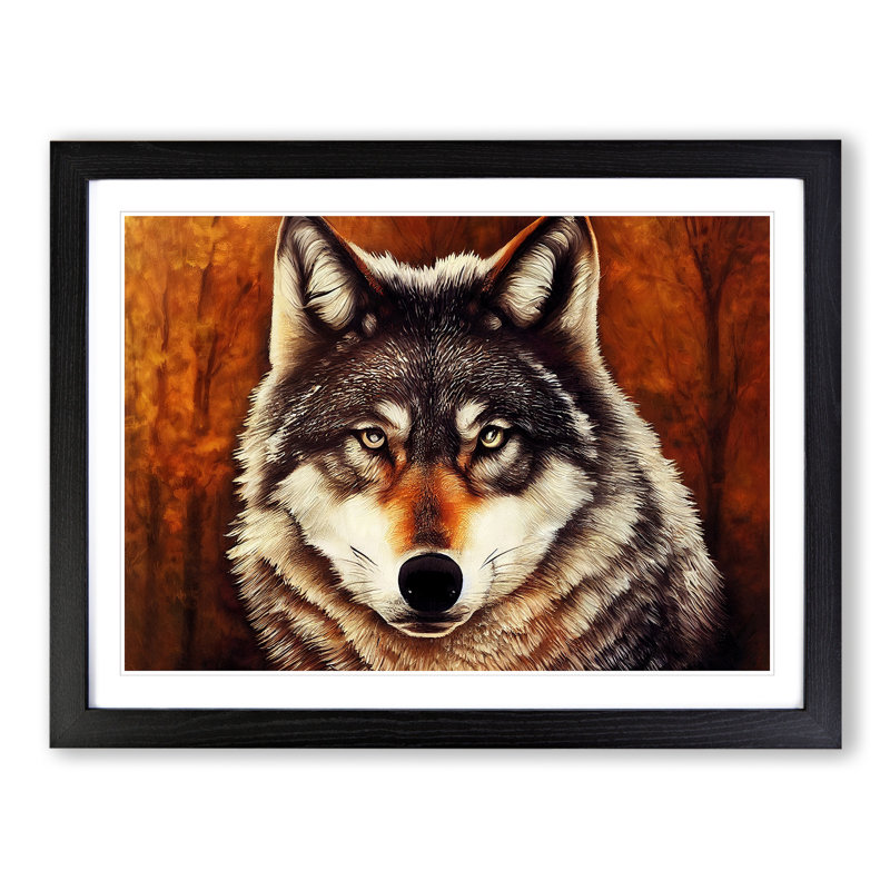 Classic Wolf - Framed Print, Black, 34cm H x 46cm W x 2cm D