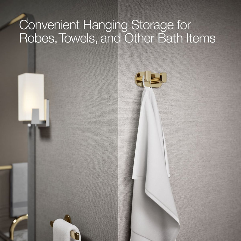 Composed® Wall Mounted Double Robe Hook, Gold