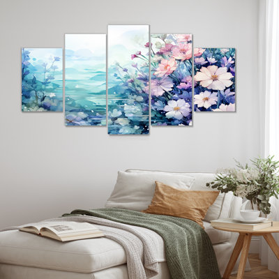 Fleurs sous l'eau - ensemble d'art mural multi-panneaux fantaisie