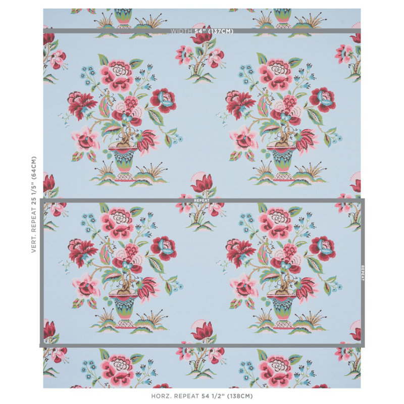 Papier peint Ashford, Rose / ciel