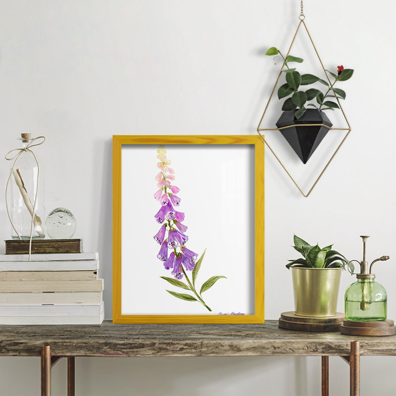 Annie's Foxglove II, L 12 po x H 15 po x P 1 po, Cadre jaune