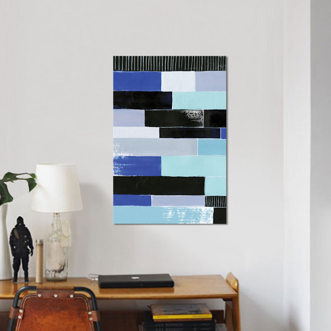 « black briques & blue briques i », impression sur toile, H 18 po x l 12 po x P 1,5 po, Toile tendue, Pas de tapis