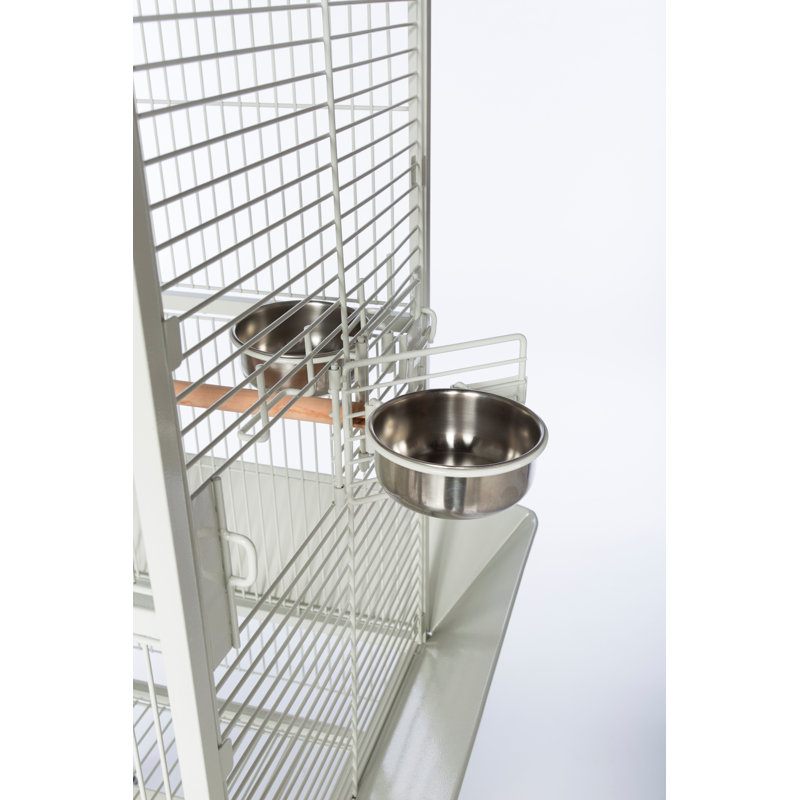 Chalk White Steel Dome Top Bird Cage with Wheels
