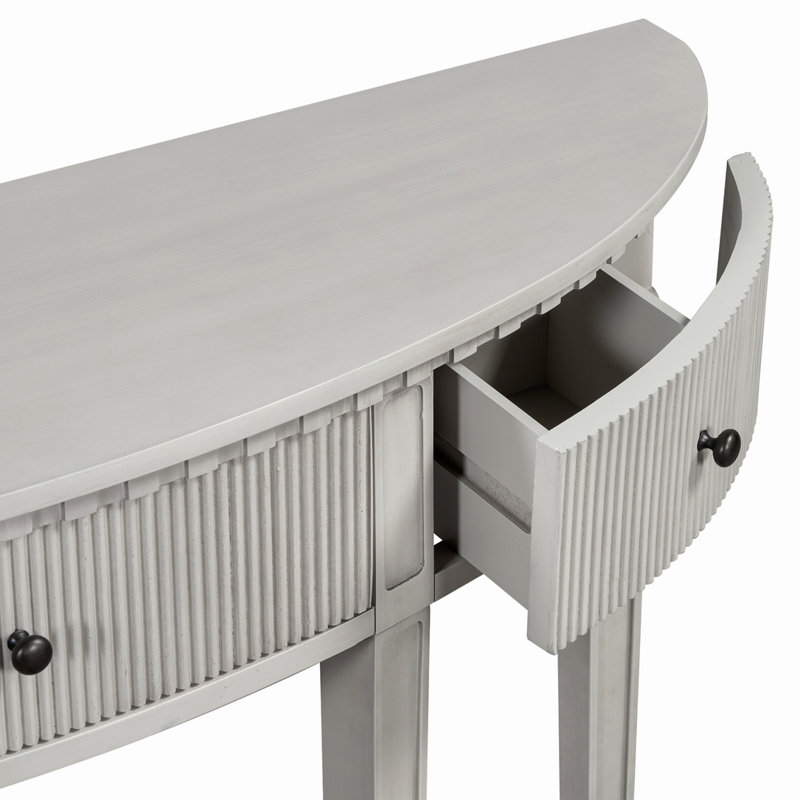 Distinctive Features with Vertical Stripe Drawer Console Table, Antique White