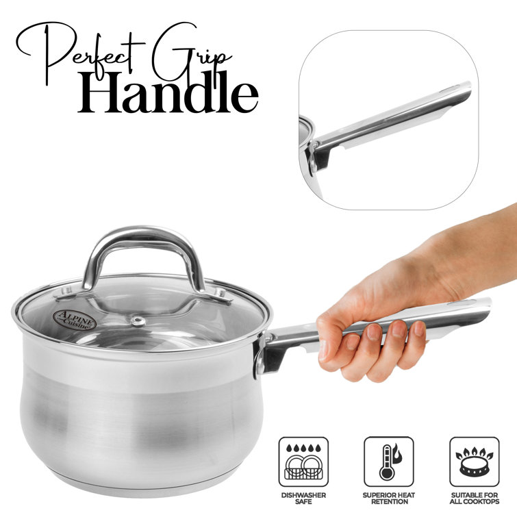 Alpine Cuisine Sauce Pan Stainless steel 3Qt Belly Shape with